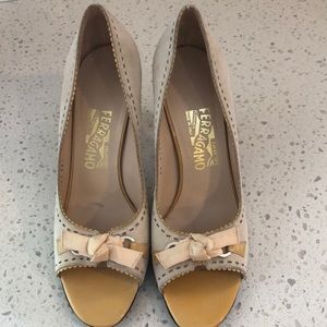 Ferragamo open toe pumps